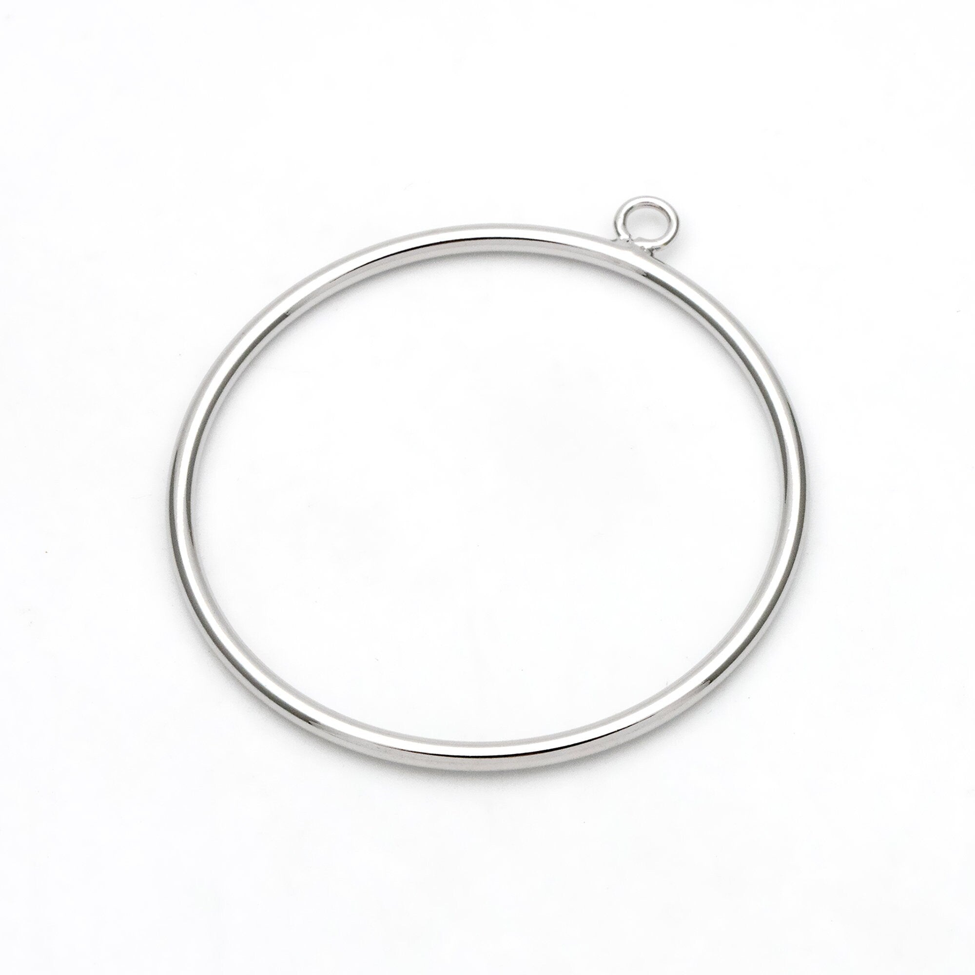 10pcs Gold/ Silver Tone Circle Pendants: 18K Gold/Rhodium Plated Hoop Charms, 40mm (GB-2769)
